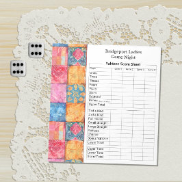 Bloco De Notas Noite de Yahtzee com Impressão Colorida de Patchwo
