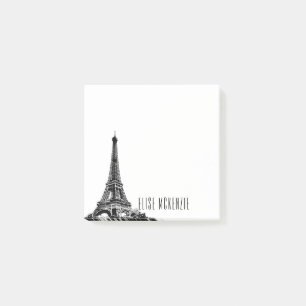 Bloco De Notas Nome 3x3 do monograma de France da torre Eiffel de