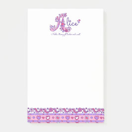 Bloco De Notas Nome Alice significa letra Um posto personalizado