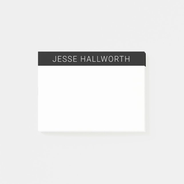 Bloco De Notas Nome branco ou empresa moderno em preto (Frente)