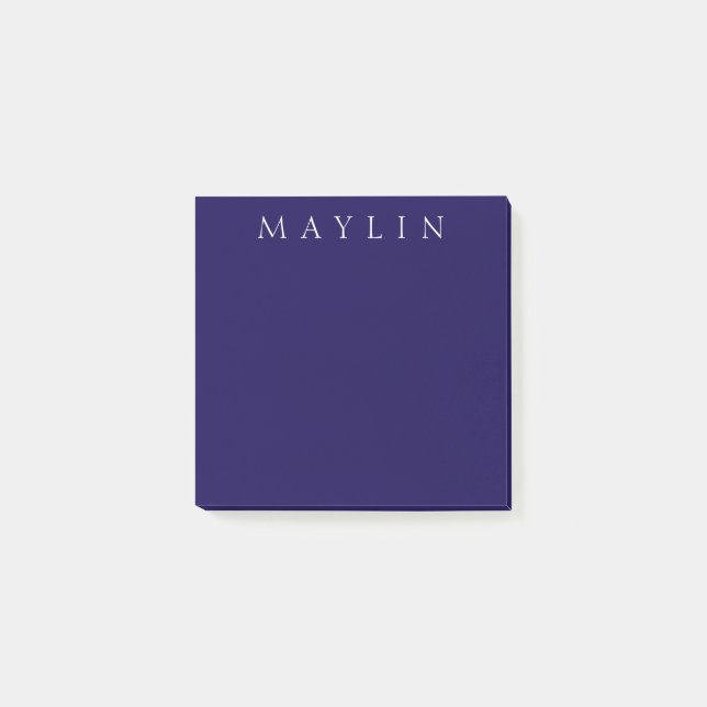 Bloco De Notas Nome Clássico ou Palavra | Azul Escuro-Puro (Frente)