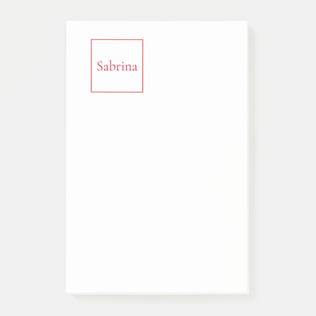 Bloco De Notas Nome clássico profissional branco vermelho (Frente)