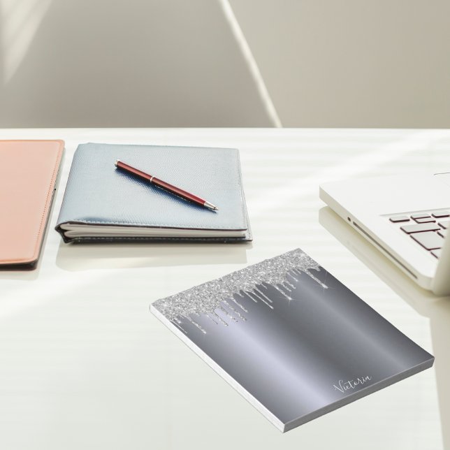 Bloco De Notas Nome das gotas de brilho de prata (Criador carregado)