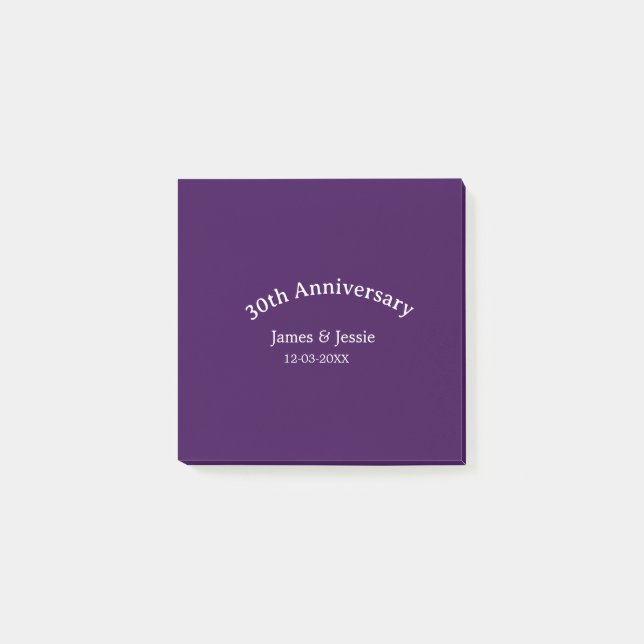Bloco De Notas nome data do 30º aniversário de casamento roxo sim (Frente)