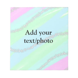 Bloco De Notas Nome de adição do pastel cintilante verde-rosa azu