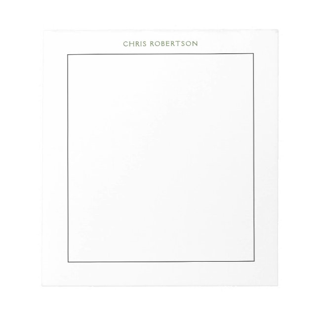 Bloco De Notas Nome de Caligrafia Preto Branco Personalizado (Frente)