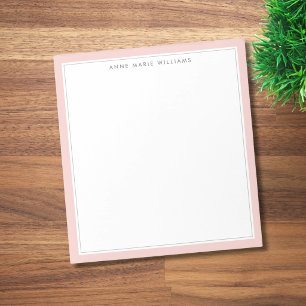 Bloco De Notas Nome de duas bordas rosa Minimalista