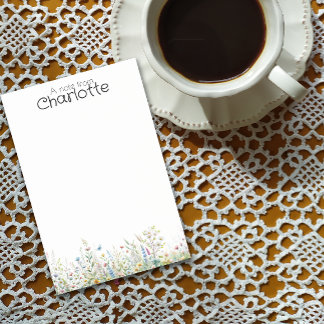 Bloco De Notas Nome de flor selvagem de cor aquosa