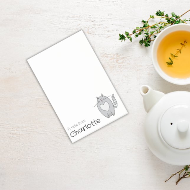 Bloco De Notas Nome de gato de desenho animado cinza fofo (Criador carregado)