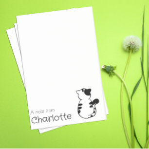 Bloco De Notas Nome de gato de desenho animado preto e branco fof