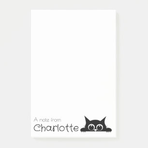 Bloco De Notas Nome de gato de desenho animado preto fofo