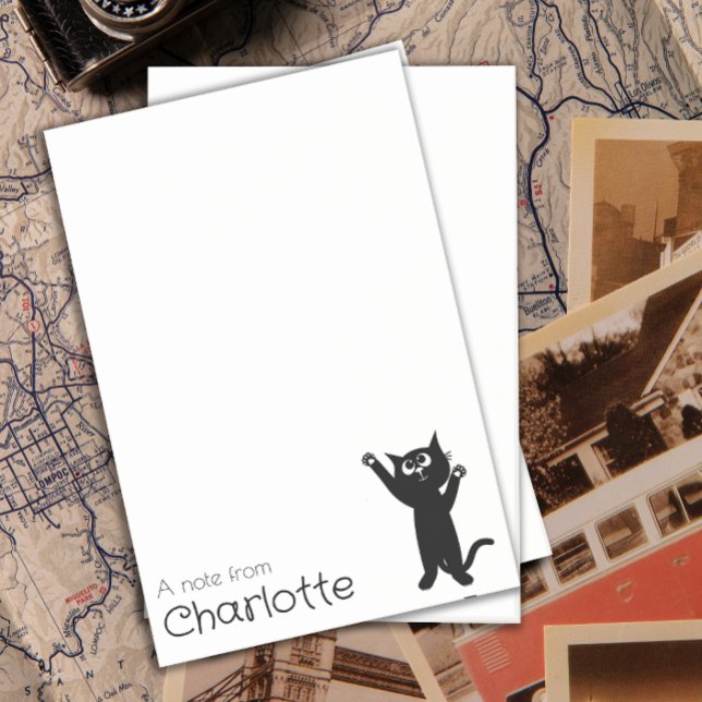 Bloco De Notas Nome de gato de desenho animado preto fofo (Criador carregado)