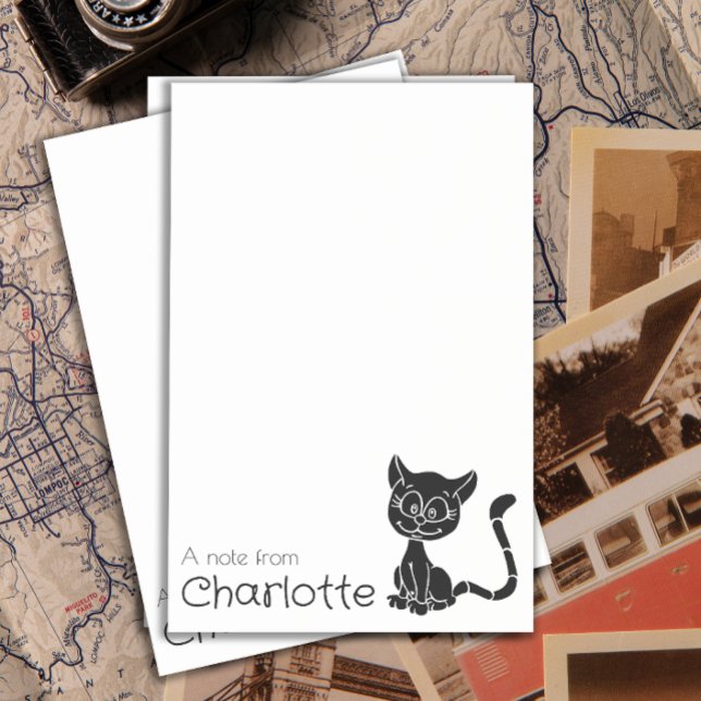 Bloco De Notas Nome de gato de desenho animado preto fofo (Criador carregado)