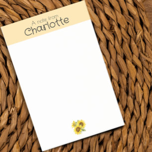 Bloco De Notas Nome de girassol de aquarela Postada — Notas