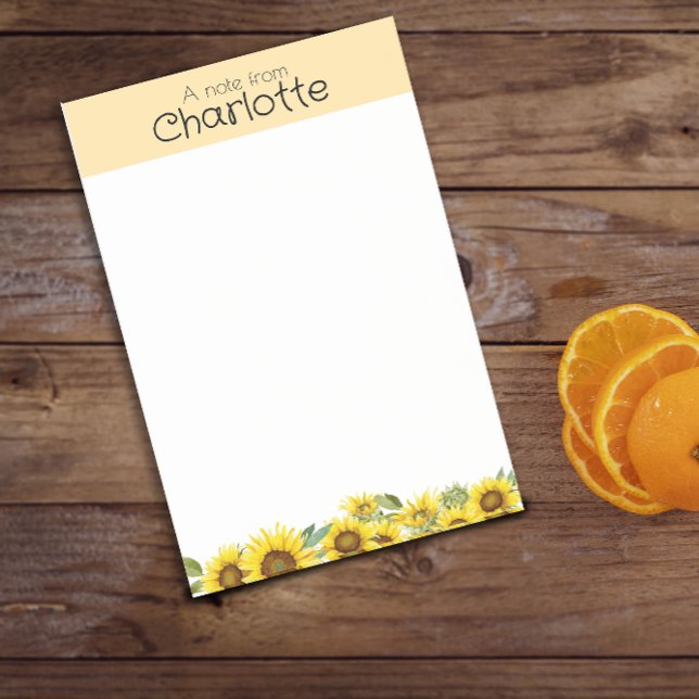 Bloco De Notas Nome de girassol de aquarela Postada — Notas (Criador carregado)