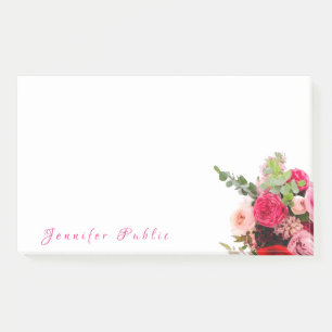 Bloco De Notas Nome de Manuscrito Texto Rosas de Aquarela Chic Fl