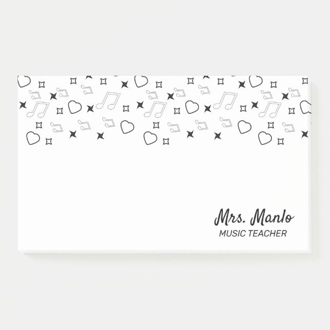 Bloco De Notas Nome de notas musicais de roteiro de professor de  (Frente)