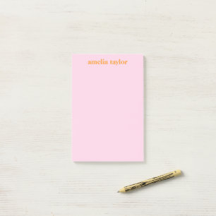 Bloco De Notas Nome de Professor Personalizado Rosa e Laranja