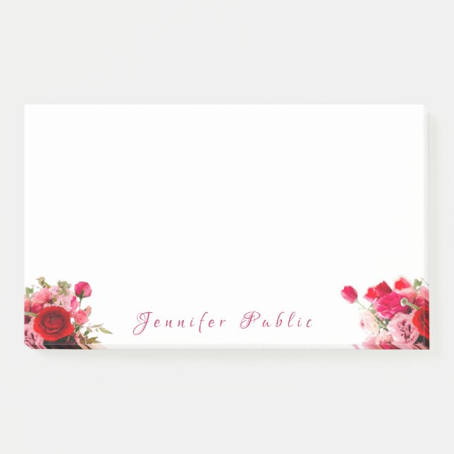 Bloco De Notas Nome de Script Manuscrito Texto Rosa de Aquarela d (Frente)