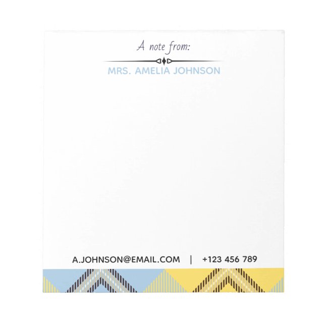 Bloco De Notas Nome de Script Moderno Personalizado Email Tel Xad (Frente)