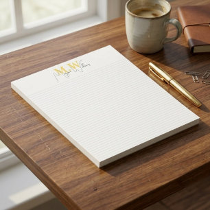 Bloco De Notas Nome de Script Monograma Minimalista Moderno Perso