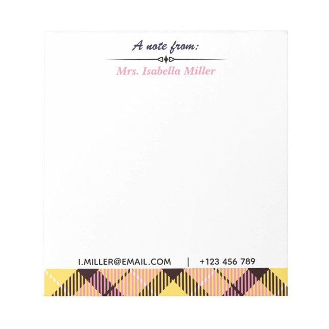 Bloco De Notas Nome de Script Personalizado Moderno Email Tel Xad (Frente)