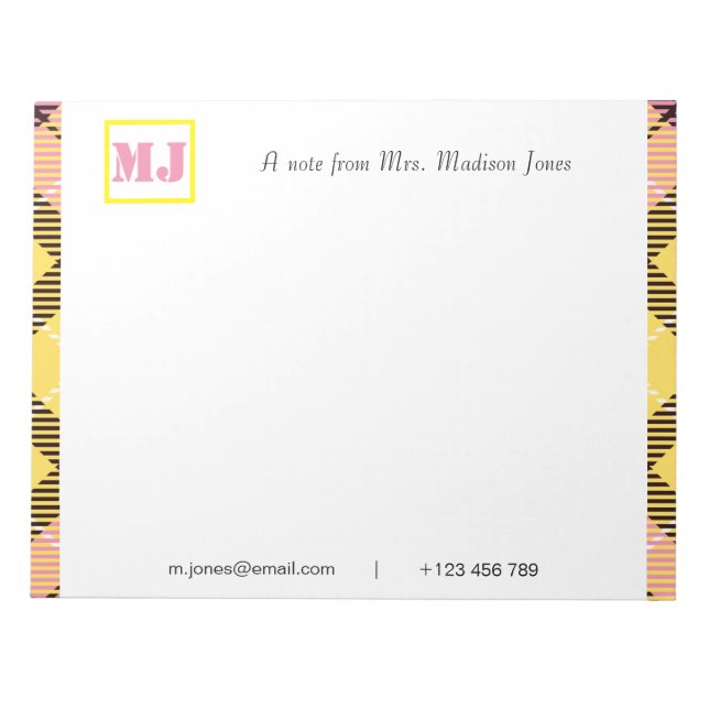 Bloco De Notas Nome de Script Profissional de na moda Monograma T (Frente)