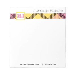 Bloco De Notas Nome de Script Profissional Xadrez de Monograma Mo