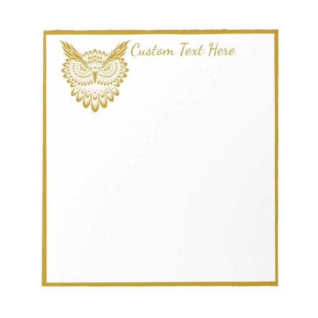Bloco De Notas Nome Decorativo de Wise Owl Dourado Elegante (Frente)