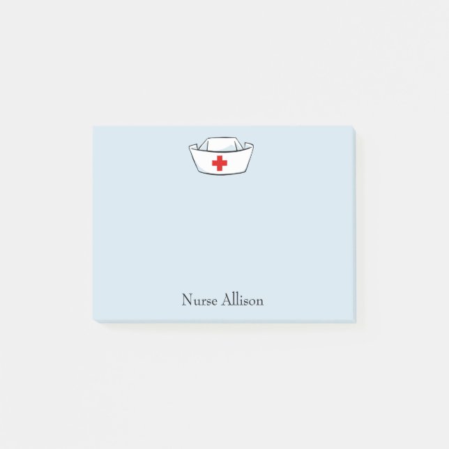 Bloco De Notas Nome do Boné 4x3 da enfermeira (Frente)