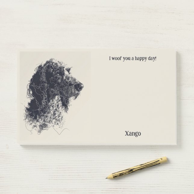 Bloco De Notas Nome do Cachorro de Arte Abstrato (Na mesa)