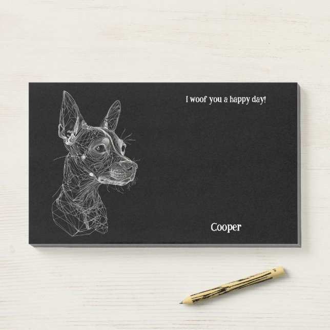 Bloco De Notas Nome do Cão de Arte Abstrato sem Cabelo Americano (Na mesa)