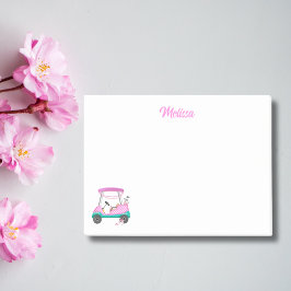 Bloco De Notas Nome do Carrinho de Golfe da Mamãe Rosa com Bolinh