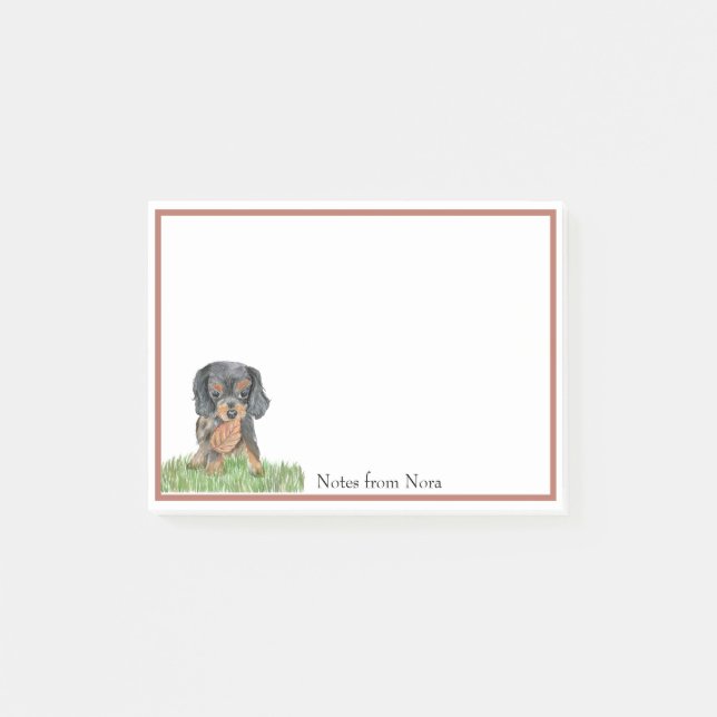 Bloco De Notas Nome do Cavalier King Charles Spaniel em Aquarela (Frente)