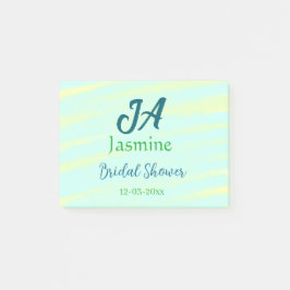 Bloco De Notas Nome do chá de noiva em aquarela pastel azul verde