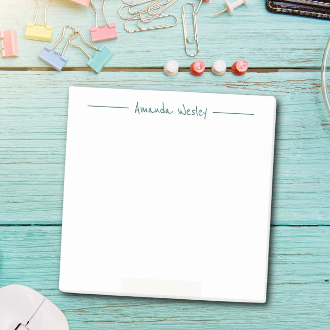 Bloco De Notas Nome do Cheio do Monograma Verde Escuro Mínimo (Criador carregado)