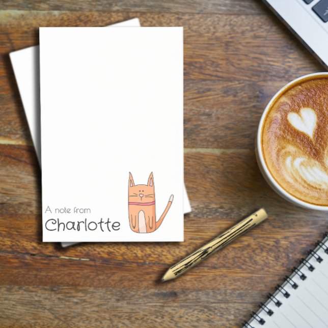Bloco De Notas Nome do gato de desenho em laranja (Criador carregado)