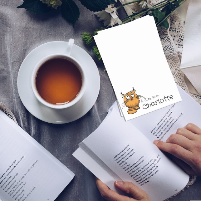 Bloco De Notas Nome do gato de desenho em laranja (Criador carregado)