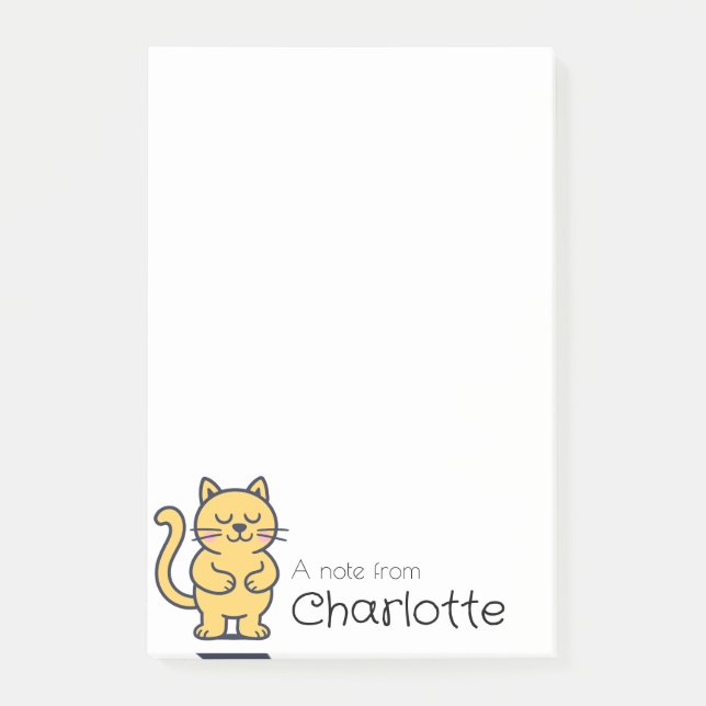 Bloco De Notas Nome do gato de desenho em laranja (Frente)