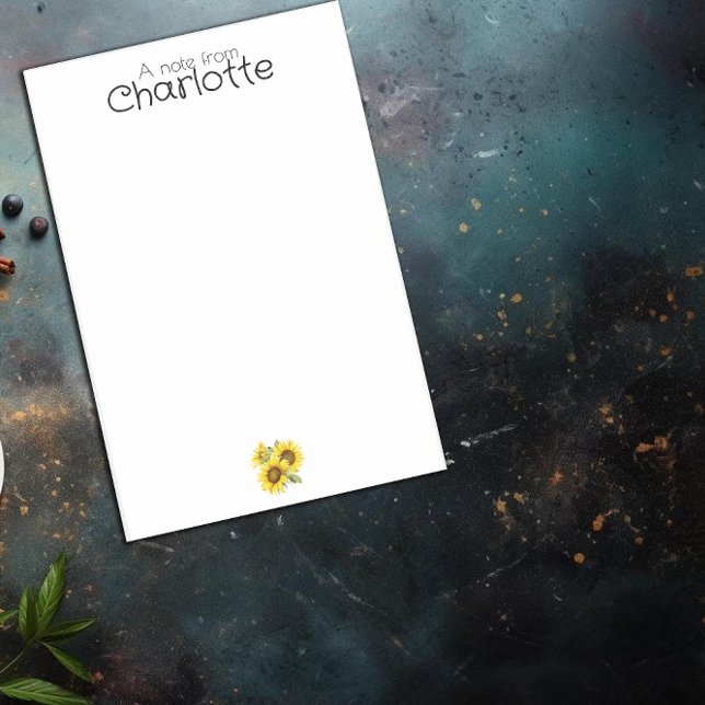 Bloco De Notas Nome do girassol amarelo de aquarela (Criador carregado)