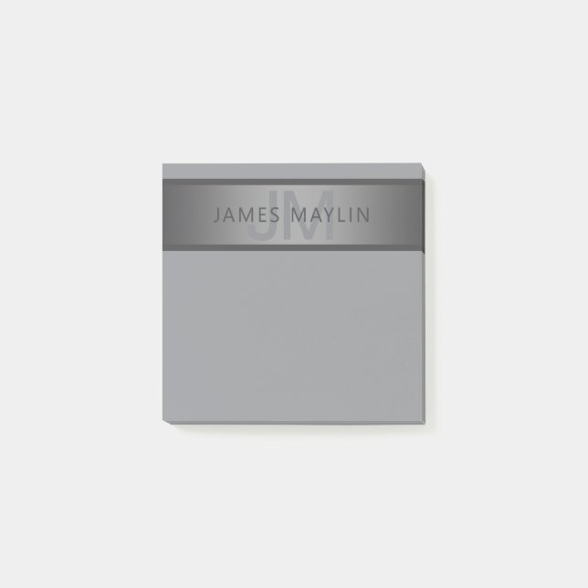 Bloco De Notas Nome do Gradiente da Cinza Escura Moderna ou Nome  (Frente)