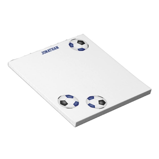 Bloco De Notas nome do jogador das bolas de futebol preto azul (Inclinado)