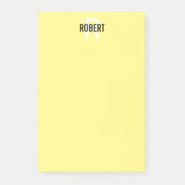 Bloco De Notas Nome do monograma amarelo moderno