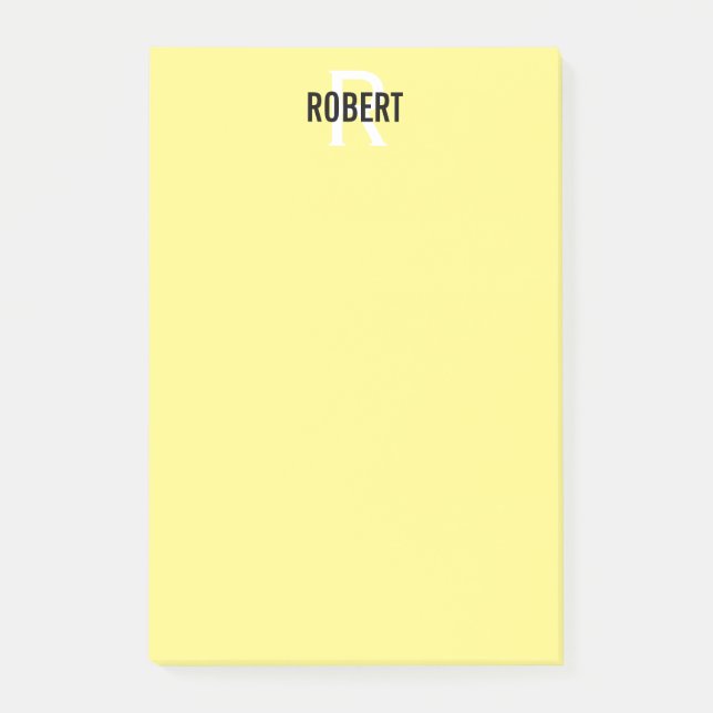 Bloco De Notas Nome do monograma amarelo moderno (Frente)