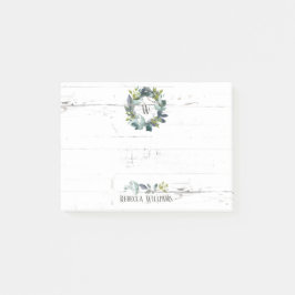 Bloco De Notas Nome do Monograma de Laurel Wreath Rústico