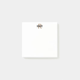 Bloco De Notas Nome do monograma de ouro preto moderno