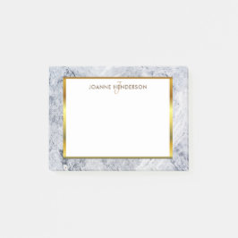 Bloco De Notas Nome do monograma do ouro da pedra do mármore do