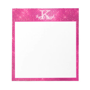 Bloco De Notas Nome do Monograma do Sparkle Glitter Glitter Girar