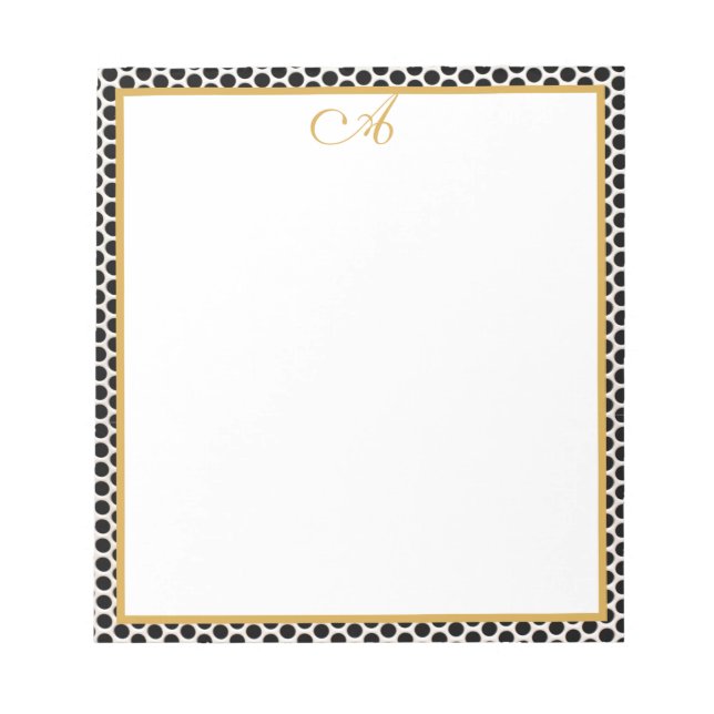 Bloco de notas Nome do Monograma Dourado branco pr (Frente)