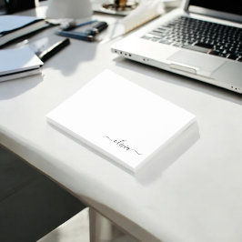 Bloco De Notas Nome do Monograma Girly de Script Moderno Branco N